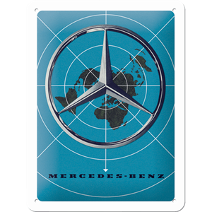 Retro skilt 15x20 cm - Mercedes-Benz Blue Map